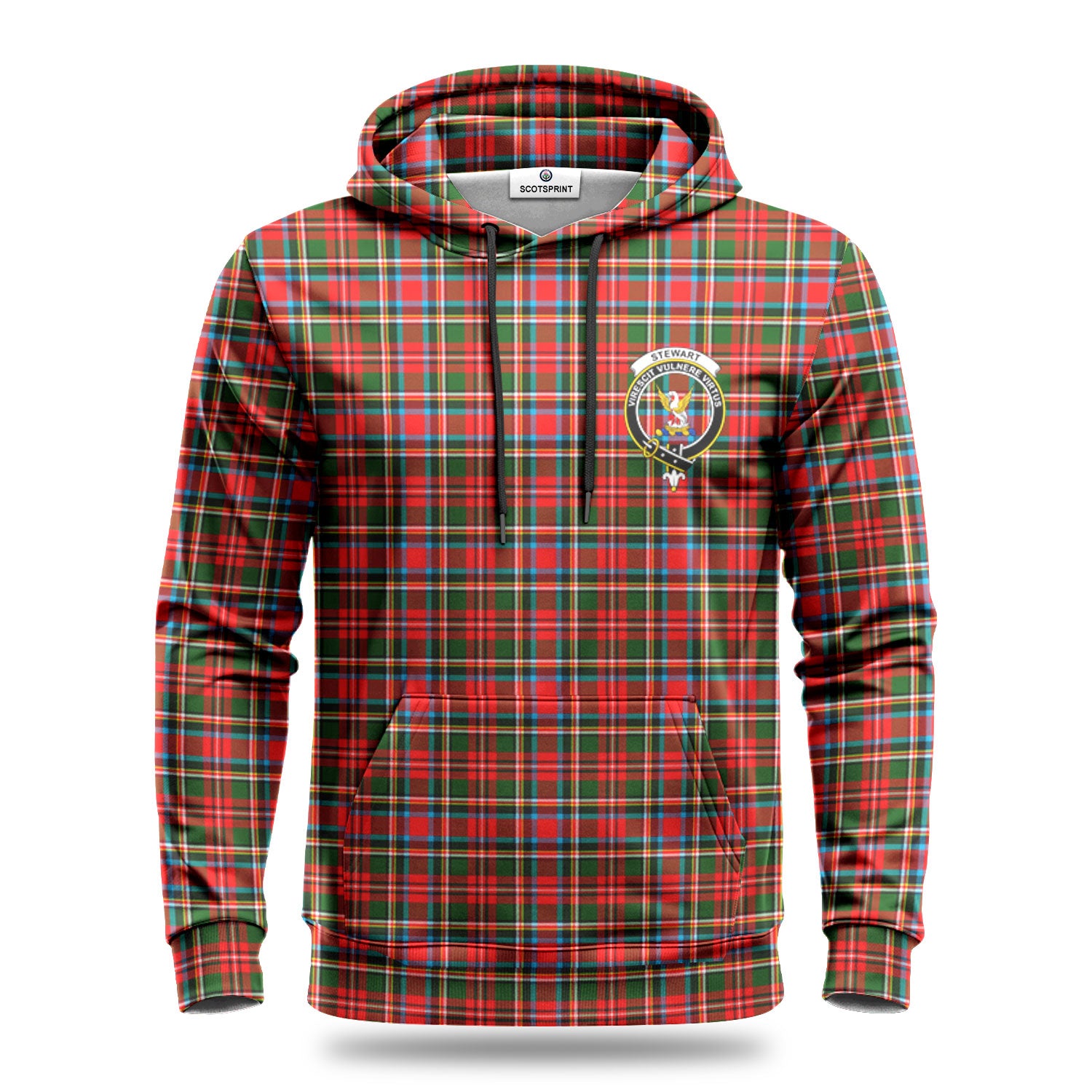 Stewart Royal Tartan Crest Hoodie