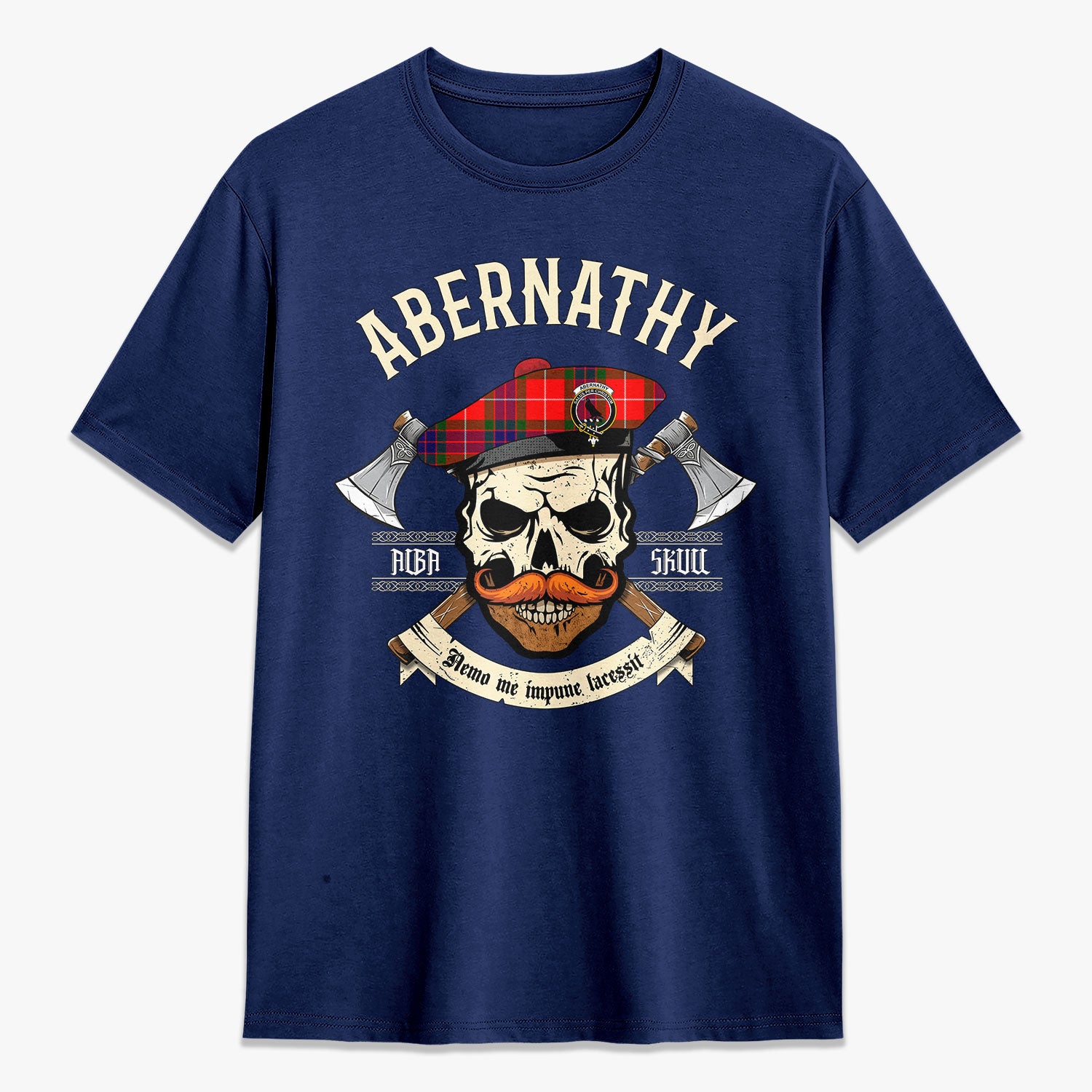 Abernathy Tartan Crest 2D T-shirt - Alba Skull Style