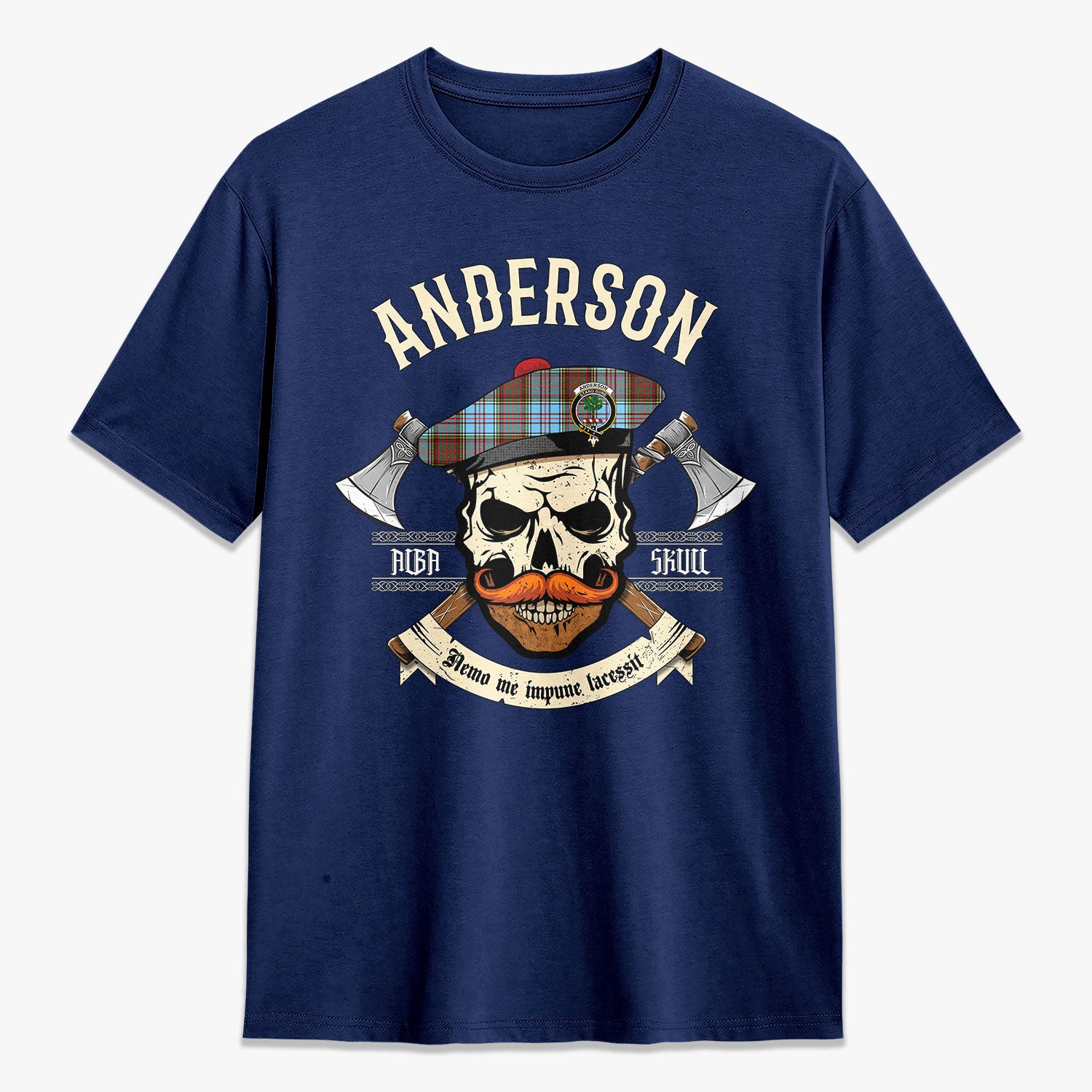 Anderson Ancient Tartan Crest 2D T-shirt - Alba Skull Style