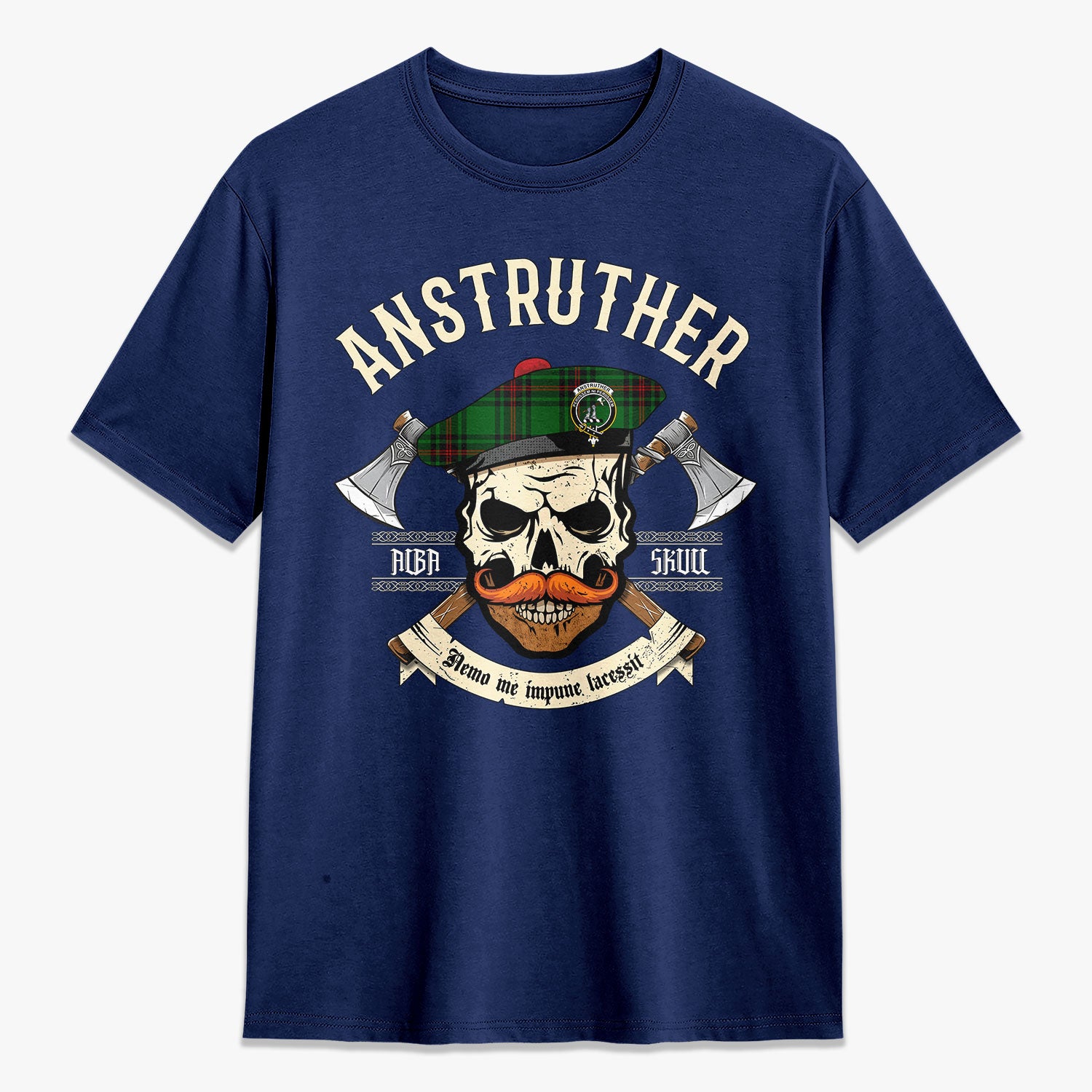 Anstruther Tartan Crest 2D T-shirt - Alba Skull Style