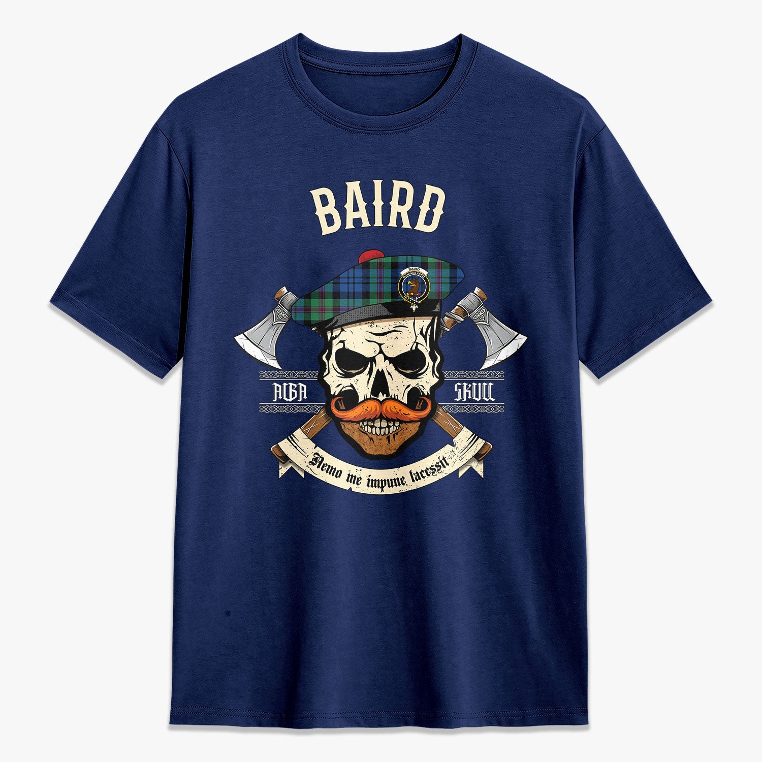 Baird Ancient Tartan Crest 2D T-shirt - Alba Skull Style