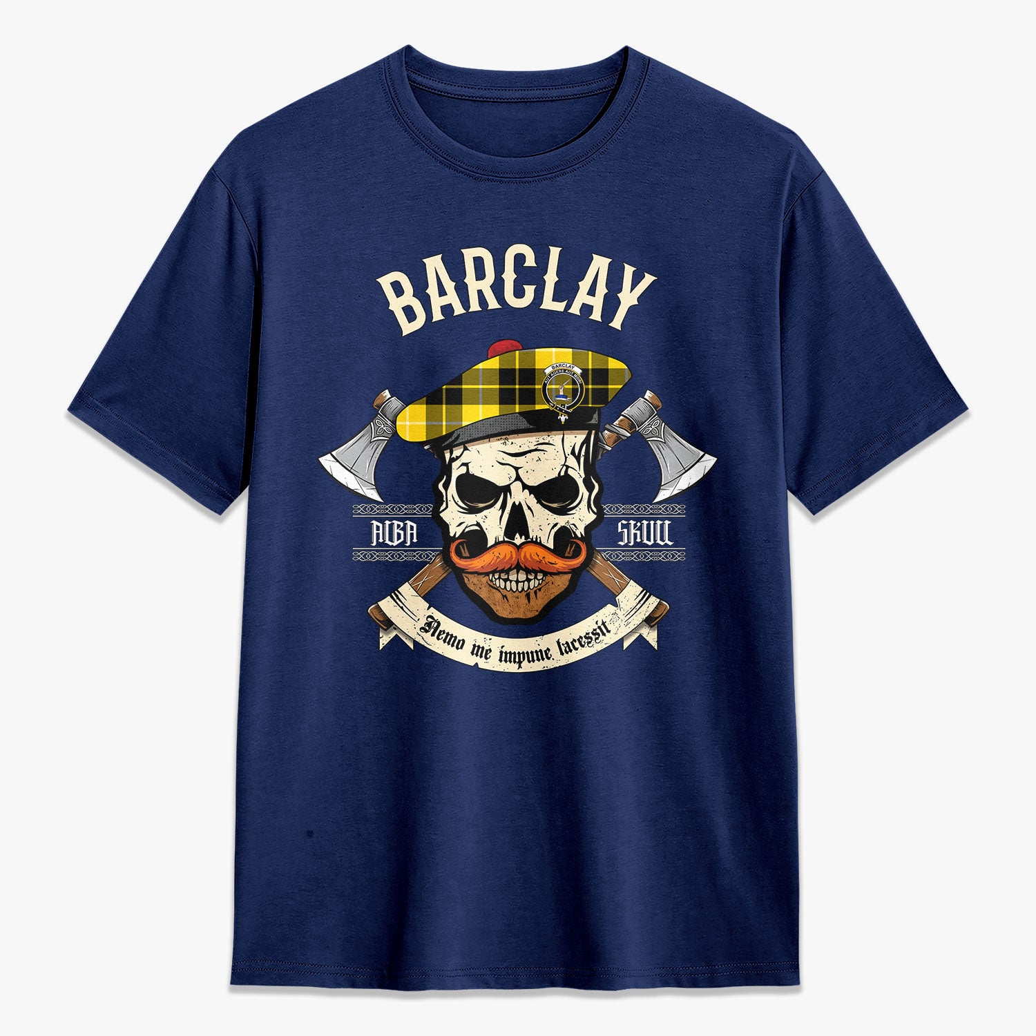 Barclay Dress Modern Tartan Crest 2D T-shirt - Alba Skull Style