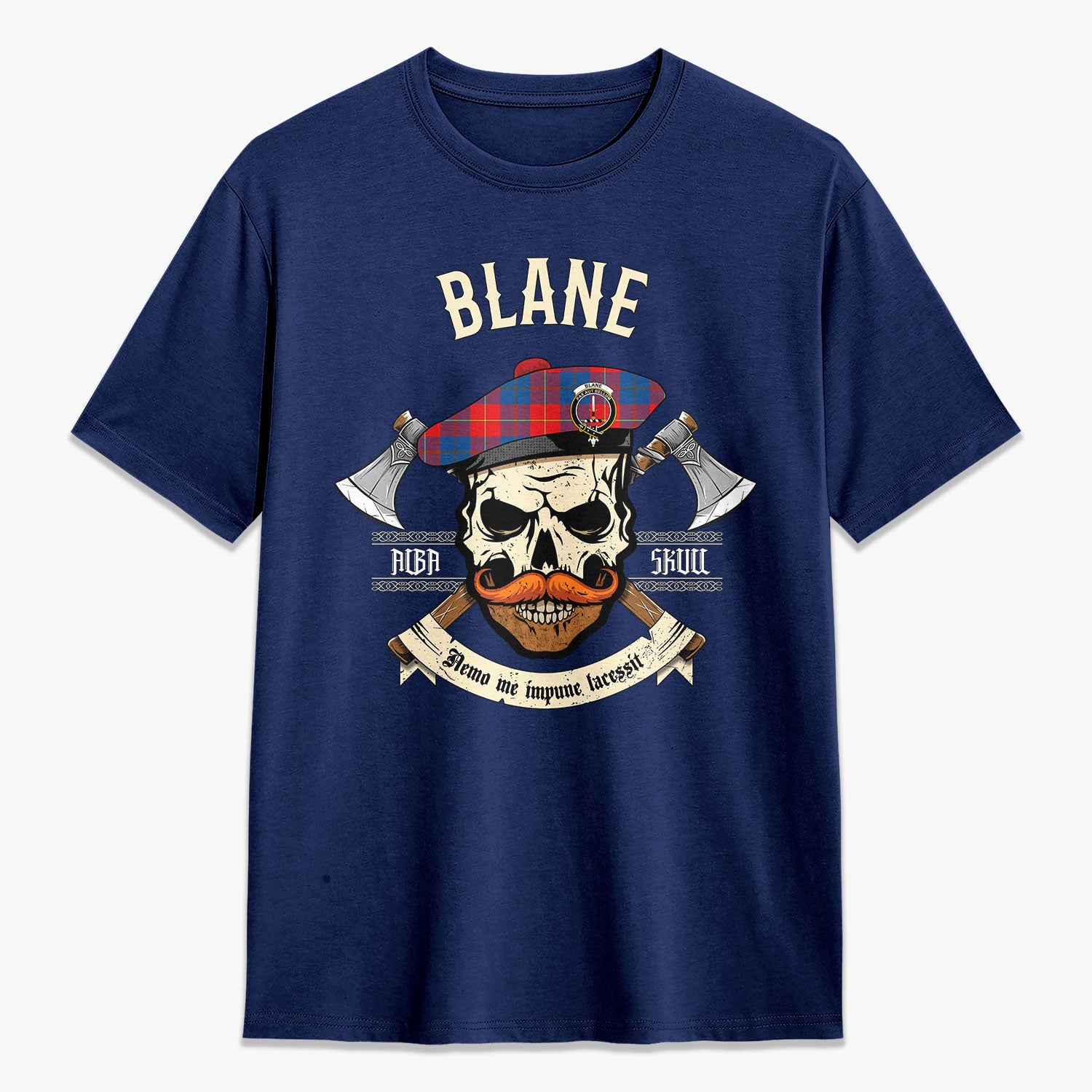 Blane Tartan Crest 2D T-shirt - Alba Skull Style