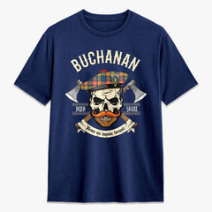 Buchanan Ancient Tartan Crest 2D T-shirt - Alba Skull Style