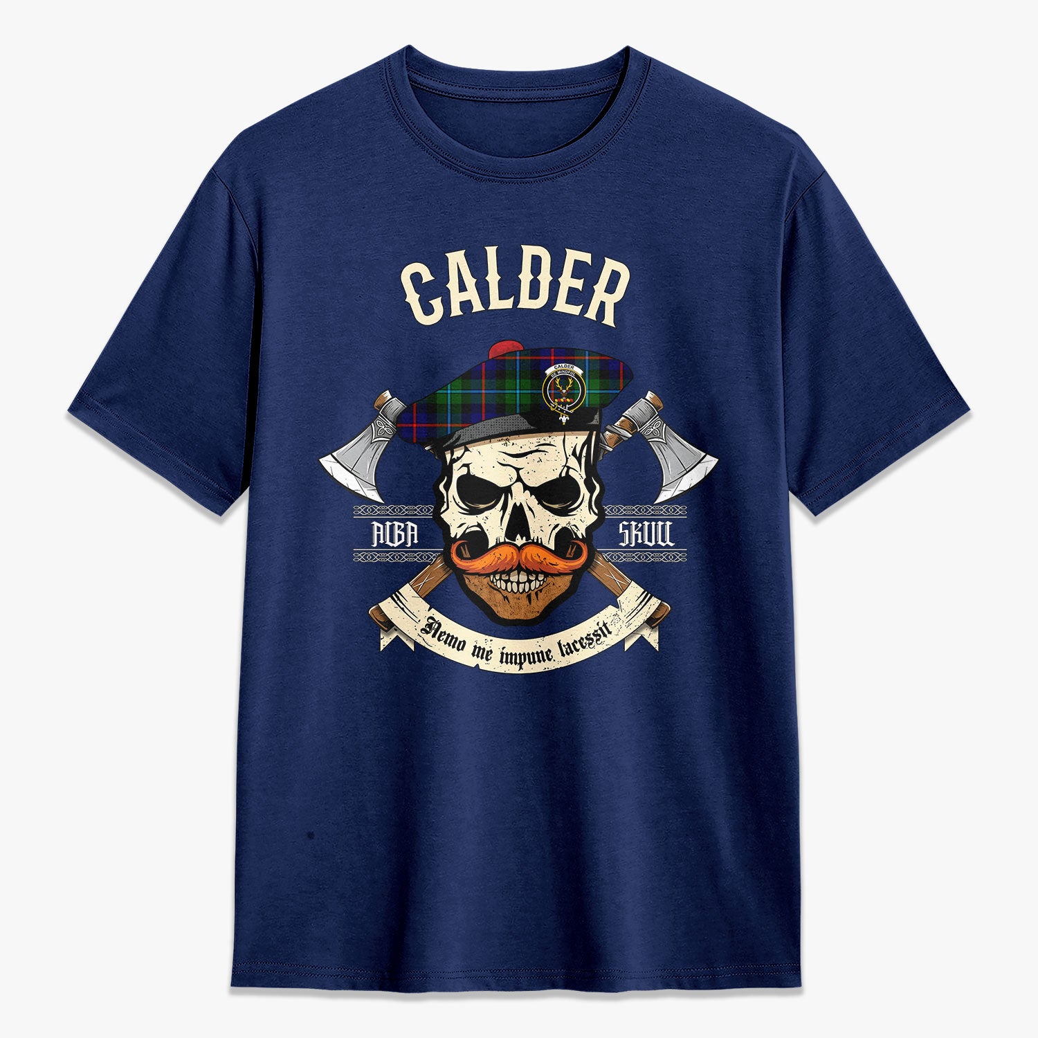 Calder Tartan Crest 2D T-shirt - Alba Skull Style