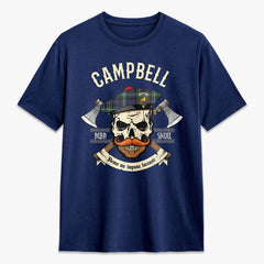 Campbell Argyll Modern Tartan Crest 2D T-shirt - Alba Skull Style