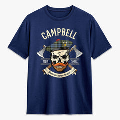 Campbell Faded Tartan Crest 2D T-shirt - Alba Skull Style