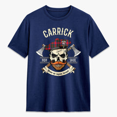 Carrick District Tartan Crest 2D T-shirt - Alba Skull Style