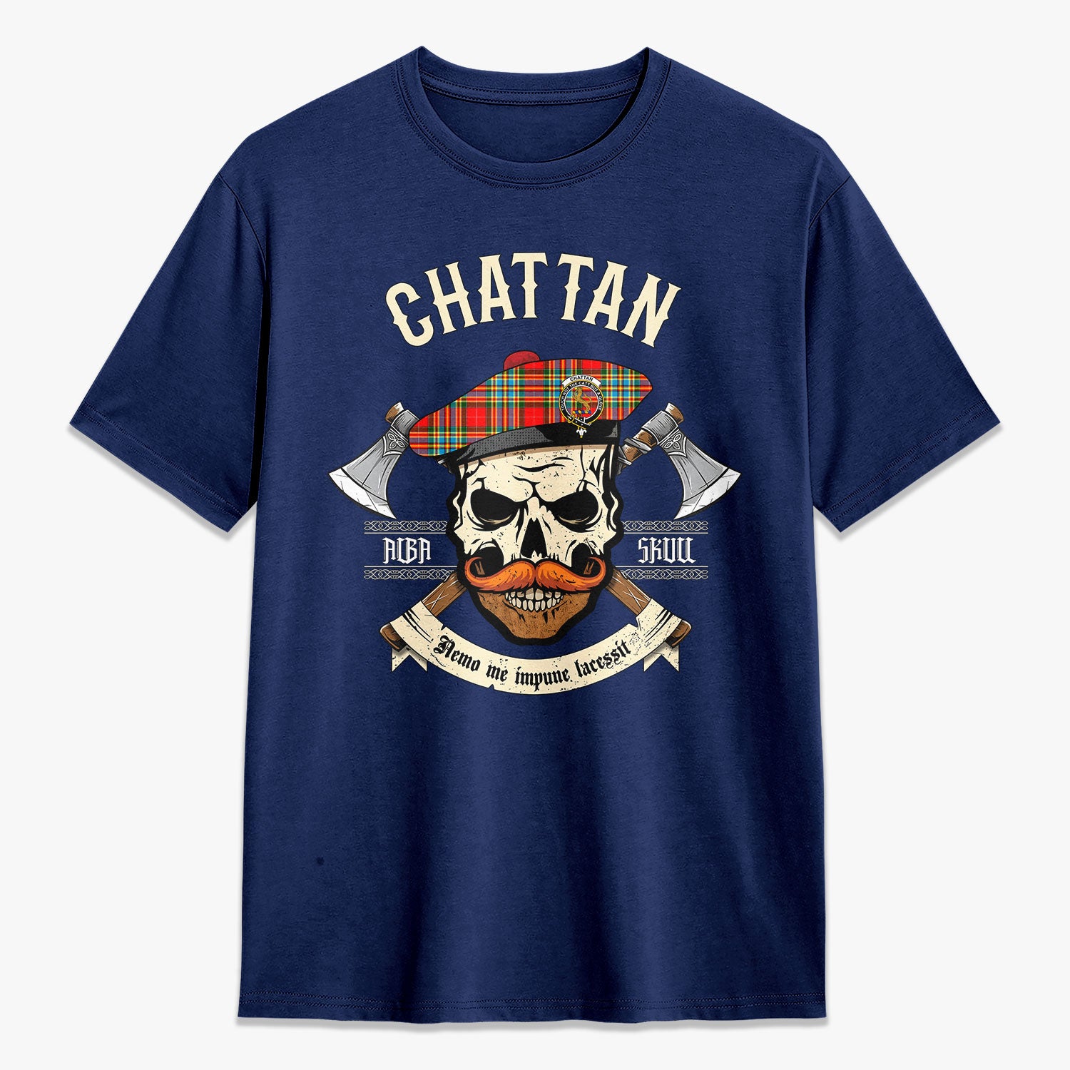 Chattan Tartan Crest 2D T-shirt - Alba Skull Style