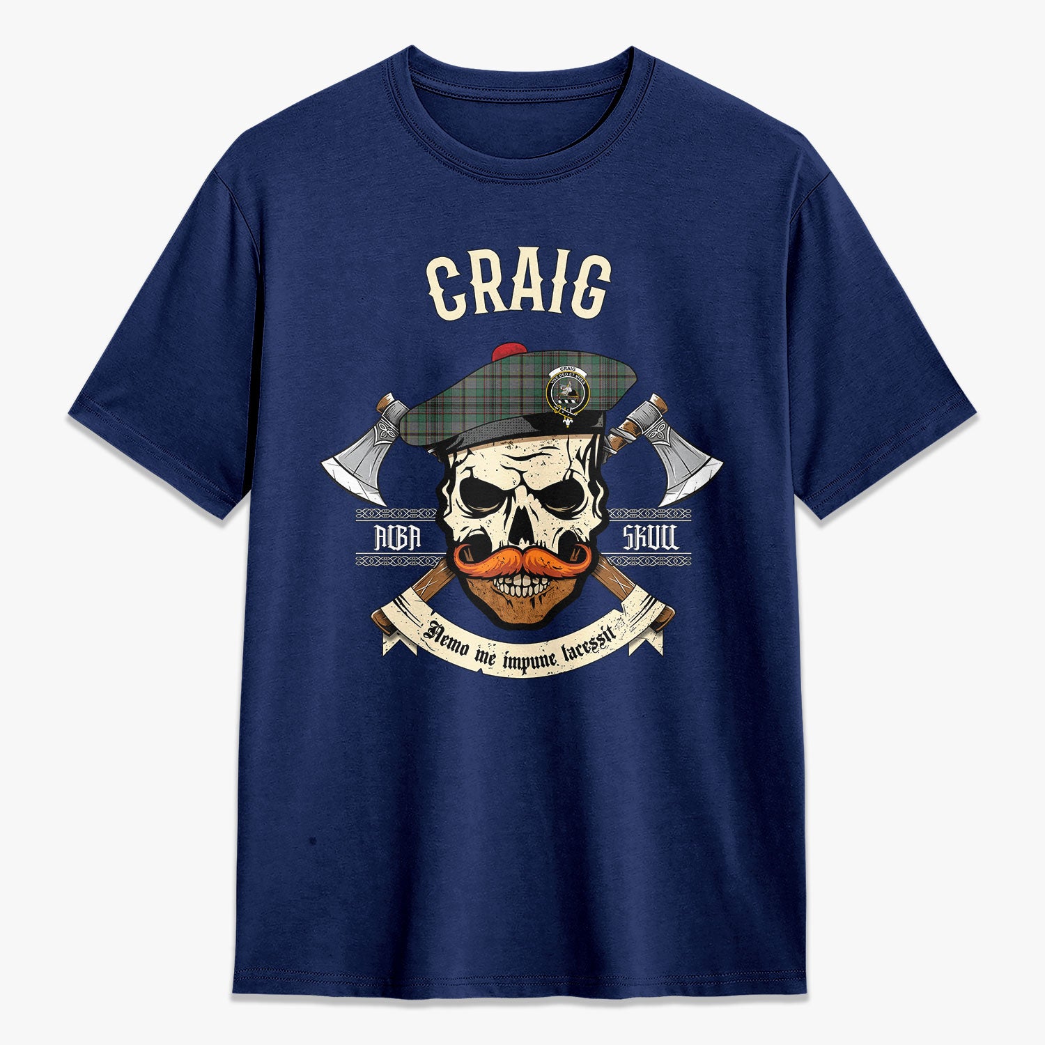 Craig Tartan Crest 2D T-shirt - Alba Skull Style