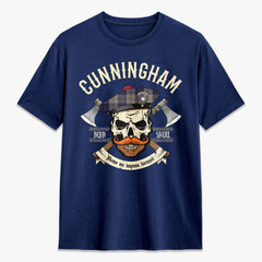 Cunningham Dress Blue Dancers Tartan Crest 2D T-shirt - Alba Skull Style