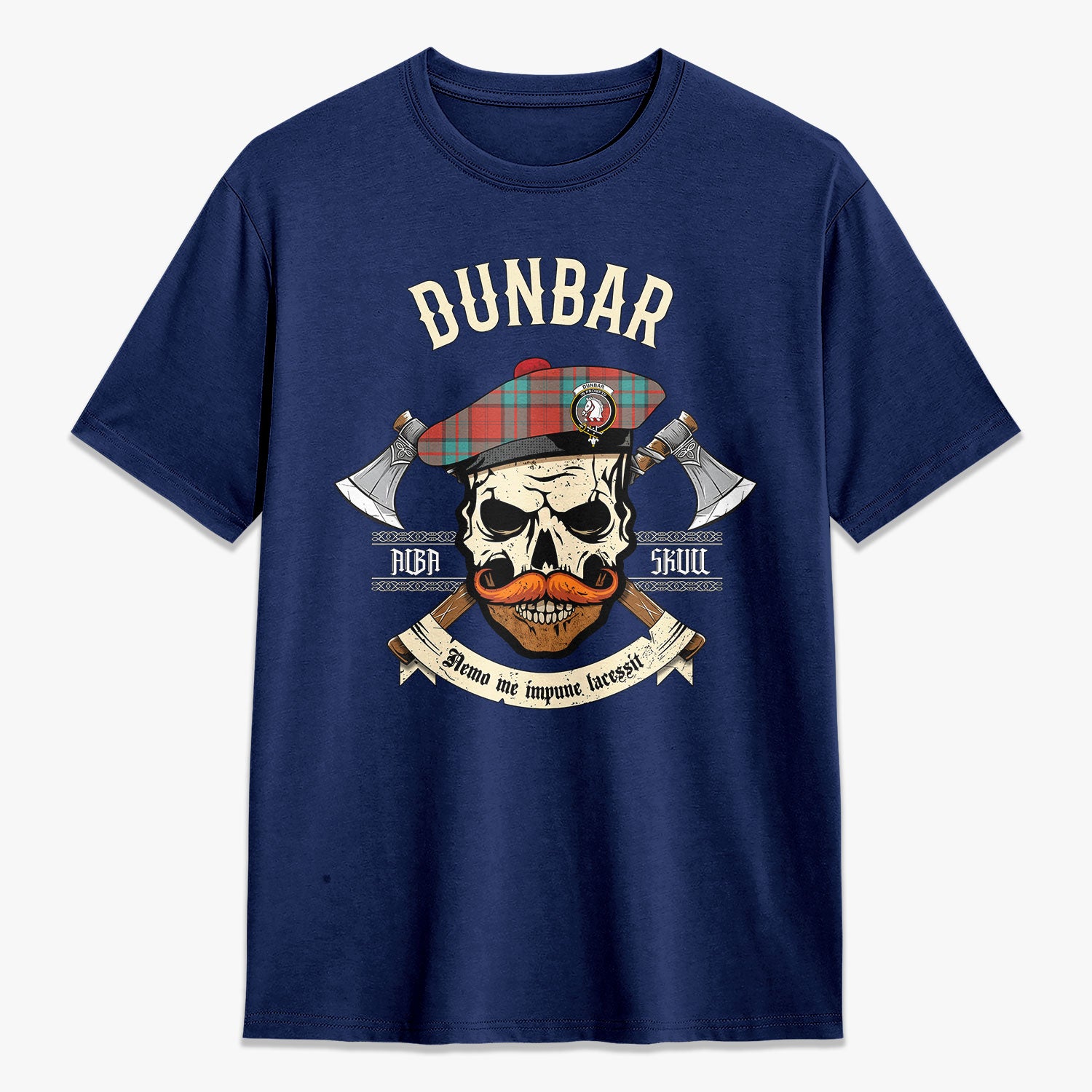 Dunbar Ancient Tartan Crest 2D T-shirt - Alba Skull Style