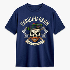 Farquharson Modern Tartan Crest 2D T-shirt - Alba Skull Style