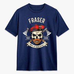 Fraser (of Lovat) Modern Tartan Crest 2D T-shirt - Alba Skull Style