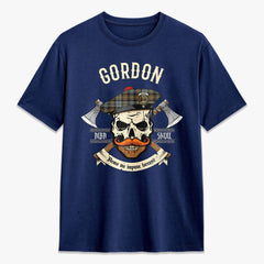 Gordon Weathered Tartan Crest 2D T-shirt - Alba Skull Style