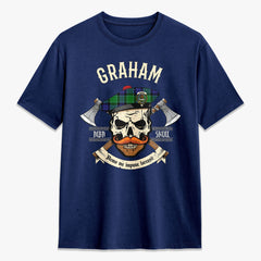 Graham of Menteith Modern Tartan Crest 2D T-shirt - Alba Skull Style