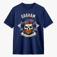 Graham of Menteith Red Tartan Crest 2D T-shirt - Alba Skull Style