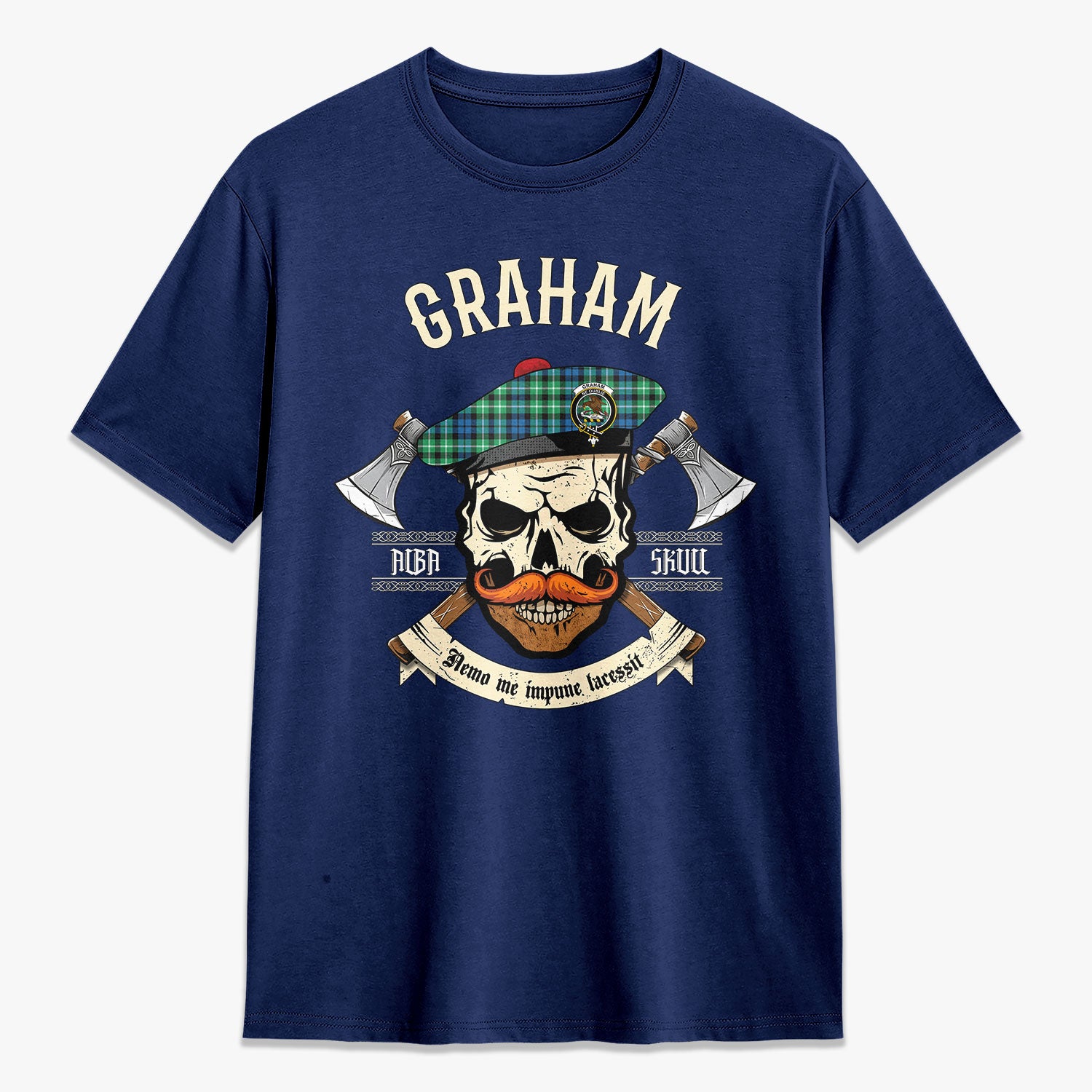 Graham of Montrose Ancient Tartan Crest 2D T-shirt - Alba Skull Style