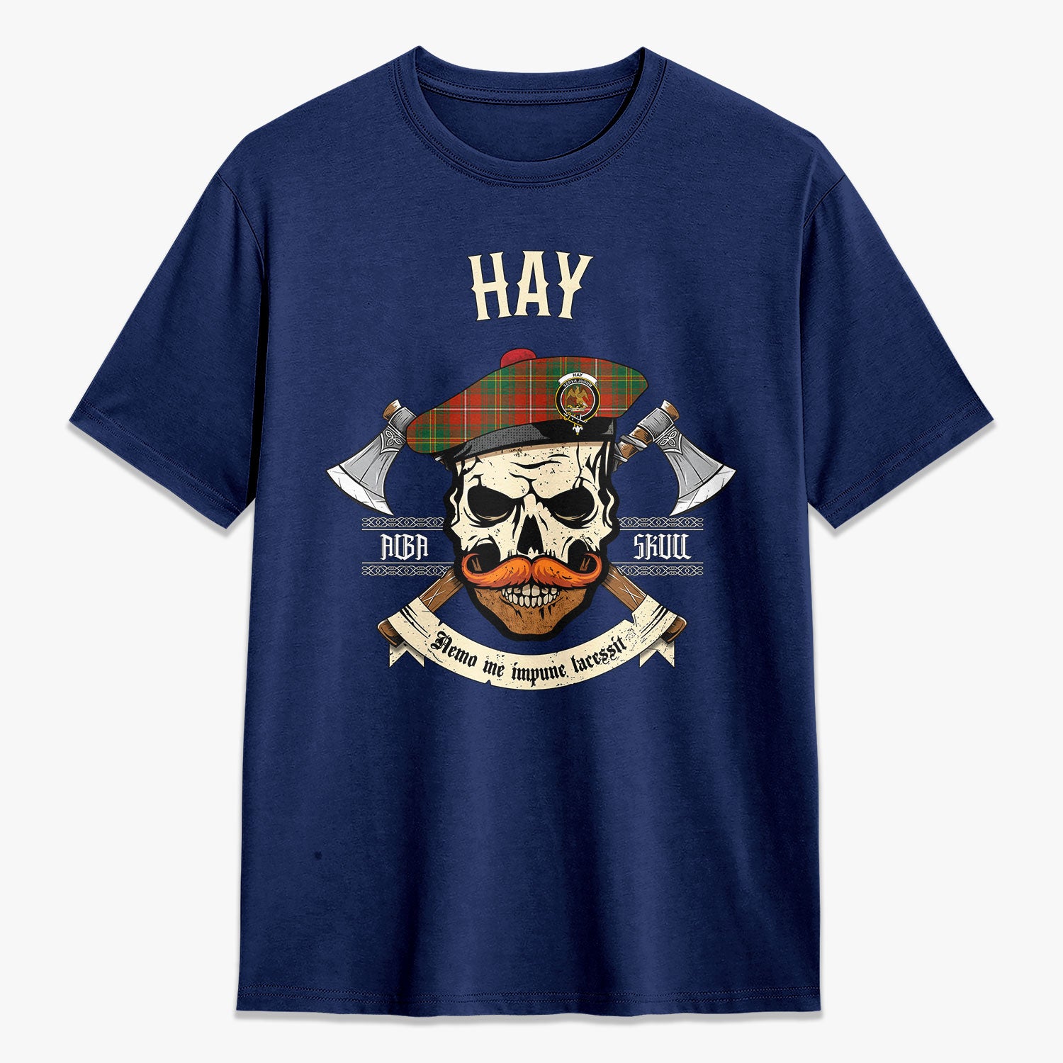 Hay Ancient Tartan Crest 2D T-shirt - Alba Skull Style