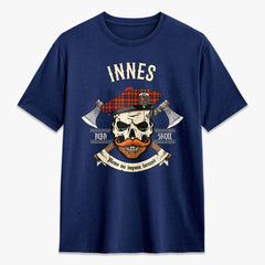 Innes Modern Tartan Crest 2D T-shirt - Alba Skull Style