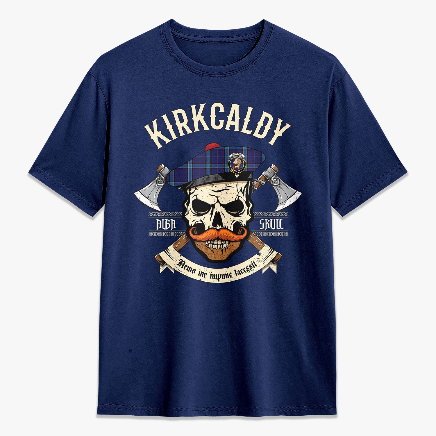 Kirkcaldy Tartan Crest 2D T-shirt - Alba Skull Style