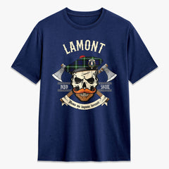 Lamont Modern Tartan Crest 2D T-shirt - Alba Skull Style