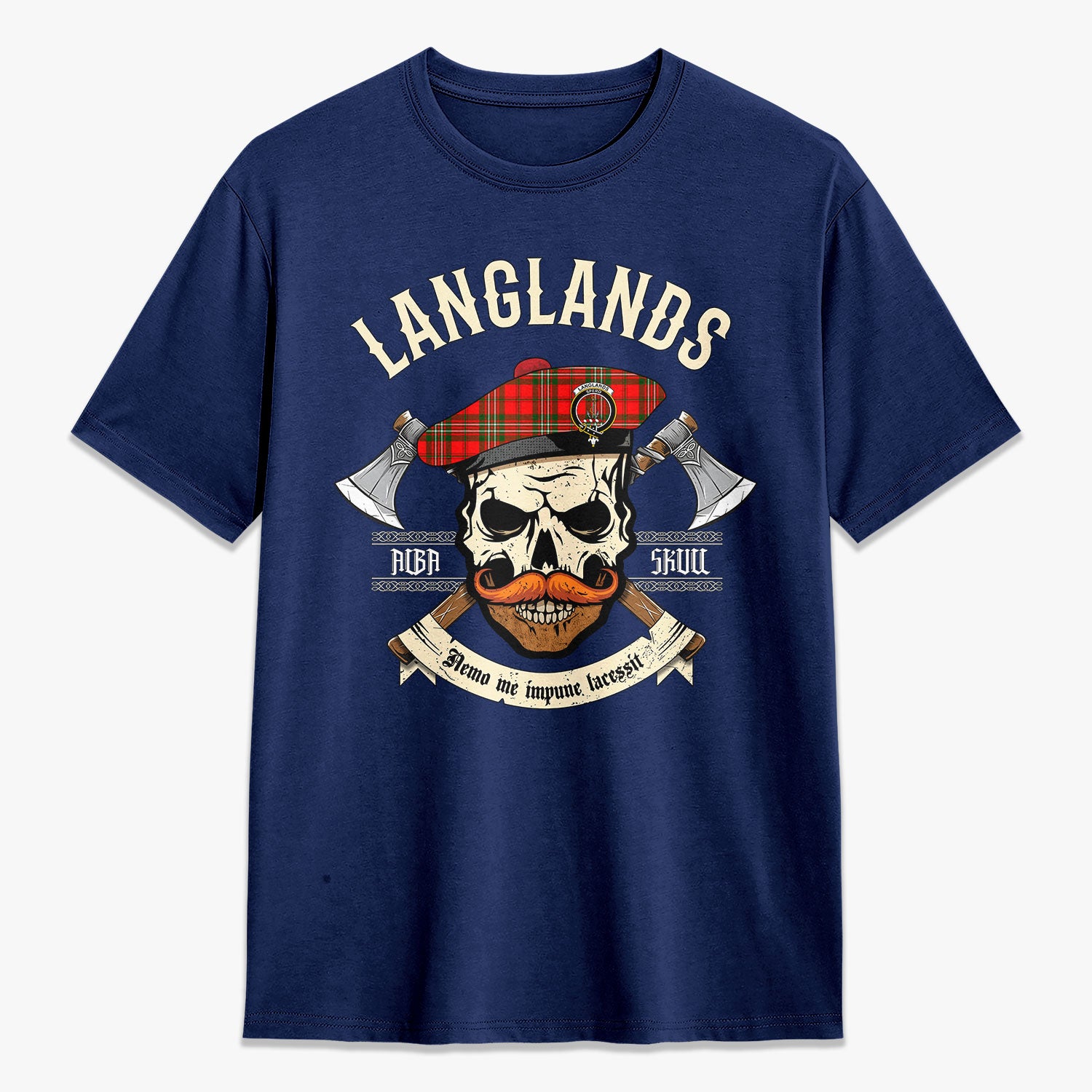 Langlands Tartan Crest 2D T-shirt - Alba Skull Style