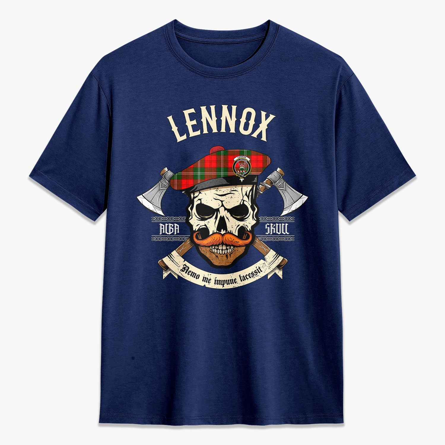 Lennox (Lennox Kincaid) Tartan Crest 2D T-shirt - Alba Skull Style