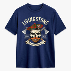 Livingstone Tartan Crest 2D T-shirt - Alba Skull Style