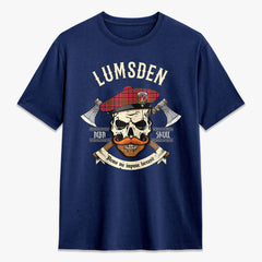 Lumsden Modern Tartan Crest 2D T-shirt - Alba Skull Style