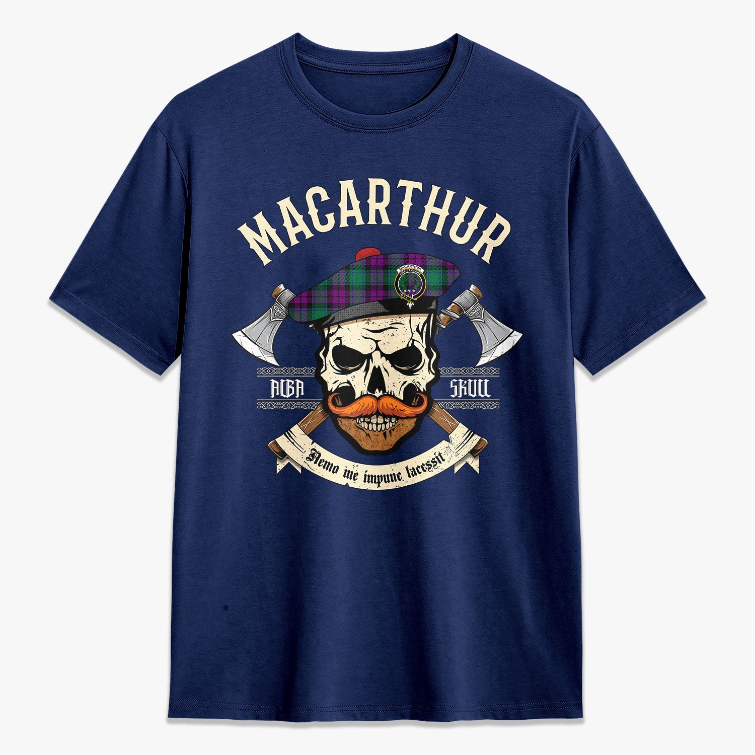 MacArthur - Milton Tartan Crest 2D T-shirt - Alba Skull Style