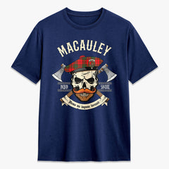 MacAuley Modern Tartan Crest 2D T-shirt - Alba Skull Style