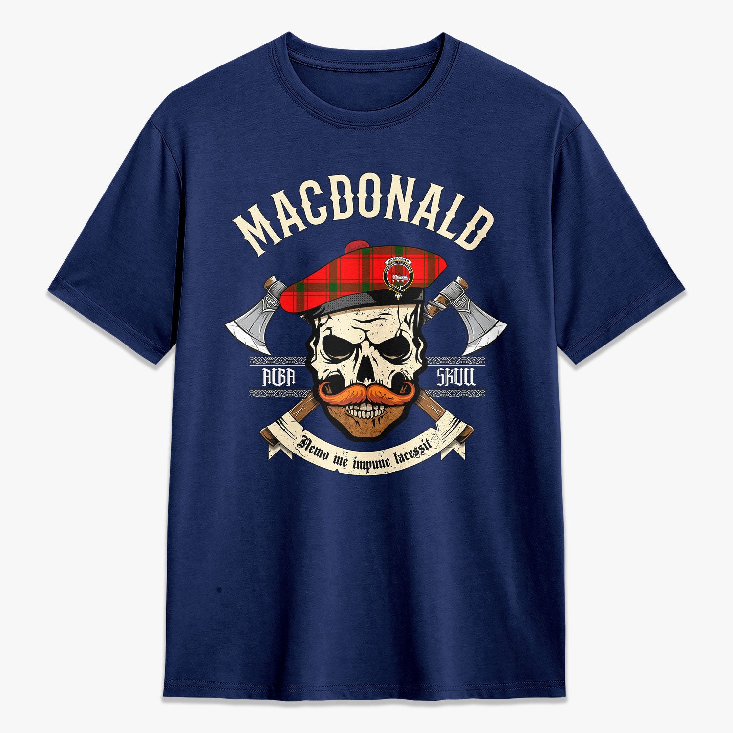 MacDonald of Sleat Tartan Crest 2D T-shirt - Alba Skull Style