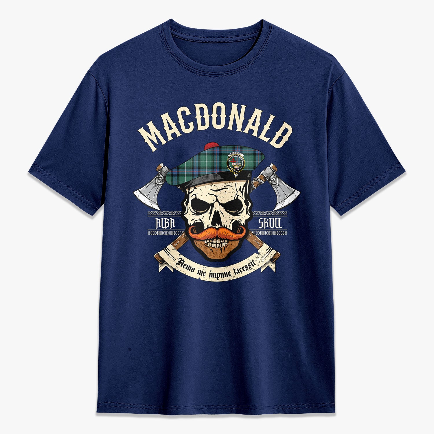 MacDonald of the Isles Hunting Ancient Tartan Crest 2D T-shirt - Alba Skull Style