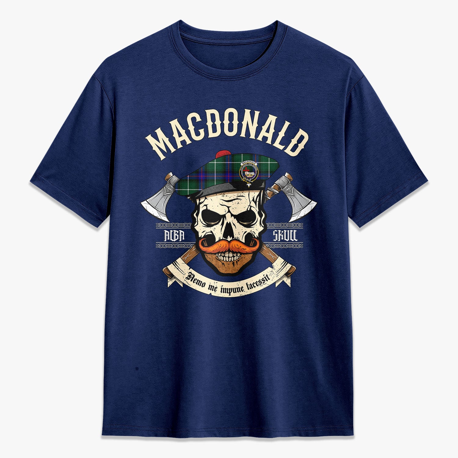 MacDonald of the Isles Hunting Modern Tartan Crest 2D T-shirt - Alba Skull Style