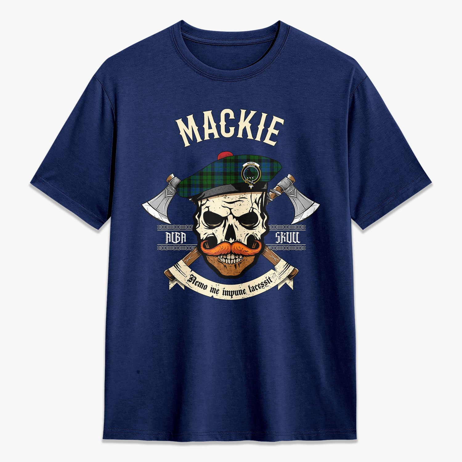 MacKie Tartan Crest 2D T-shirt - Alba Skull Style