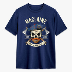 MacLaine of Loch Buie Hunting Ancient Tartan Crest 2D T-shirt - Alba Skull Style