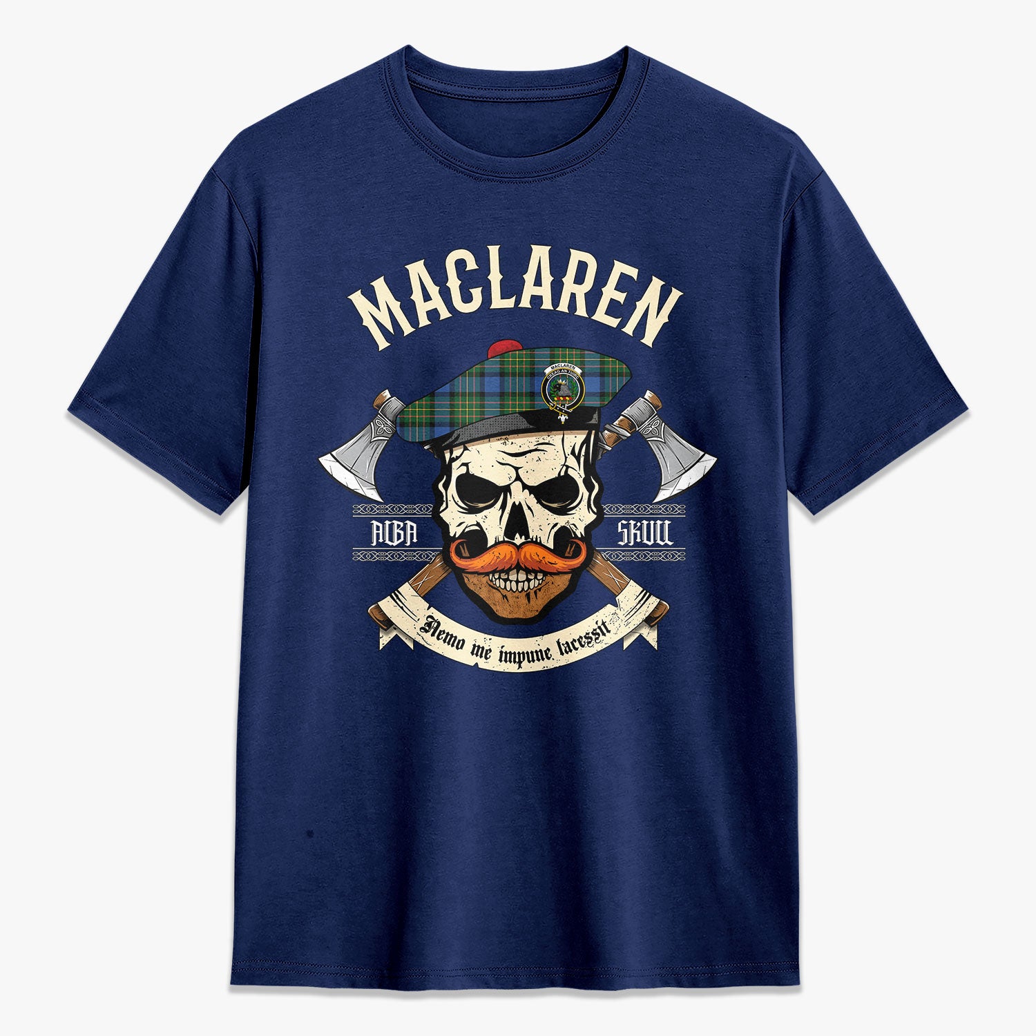 MacLaren Ancient Tartan Crest 2D T-shirt - Alba Skull Style