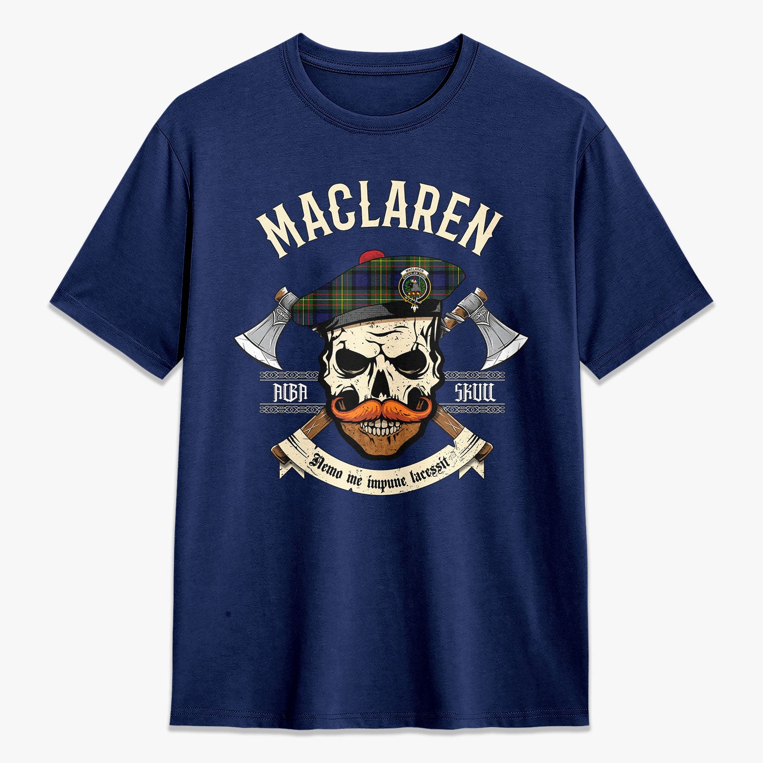 MacLaren Modern Tartan Crest 2D T-shirt - Alba Skull Style