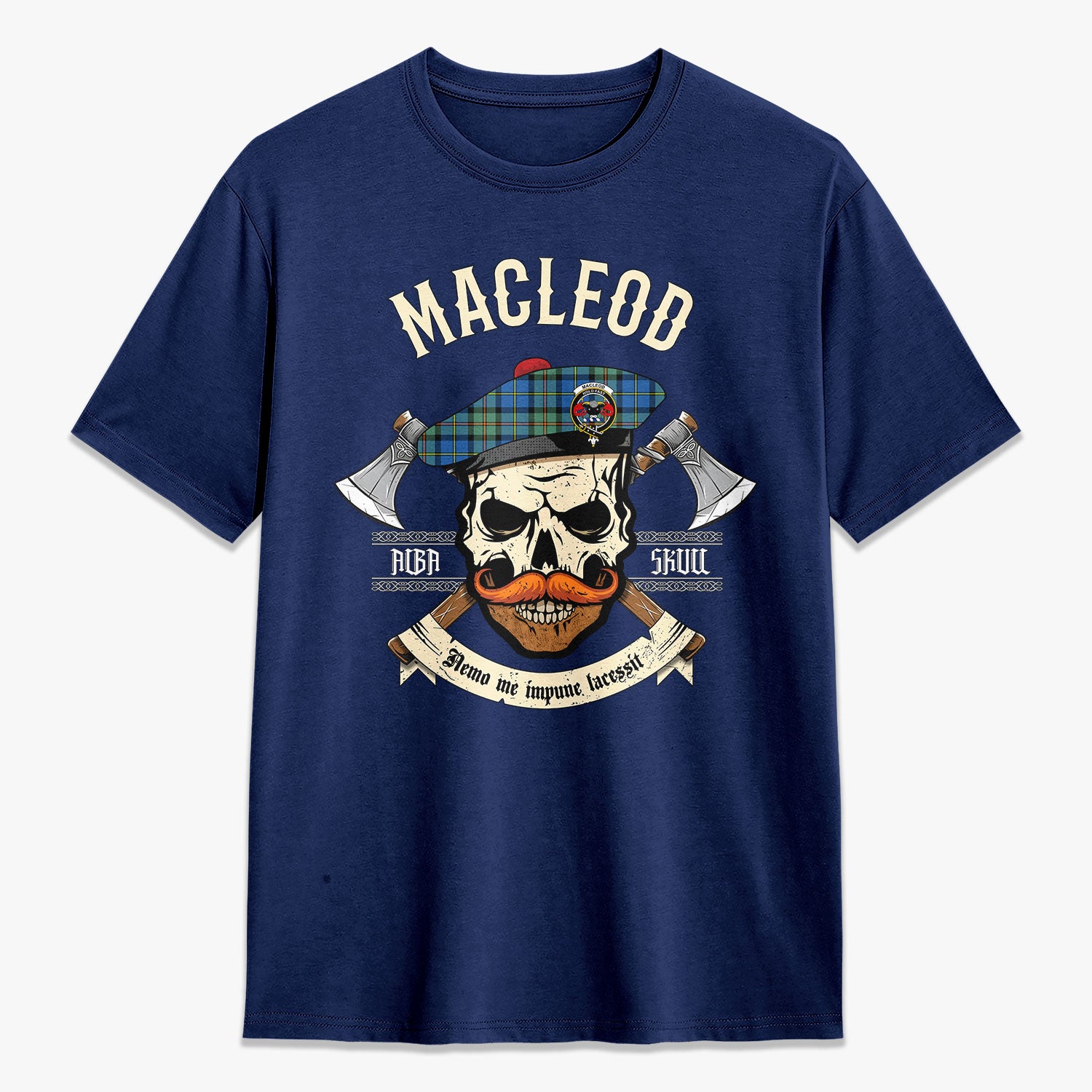 MacLeod of Harris Ancient Tartan Crest 2D T-shirt - Alba Skull Style