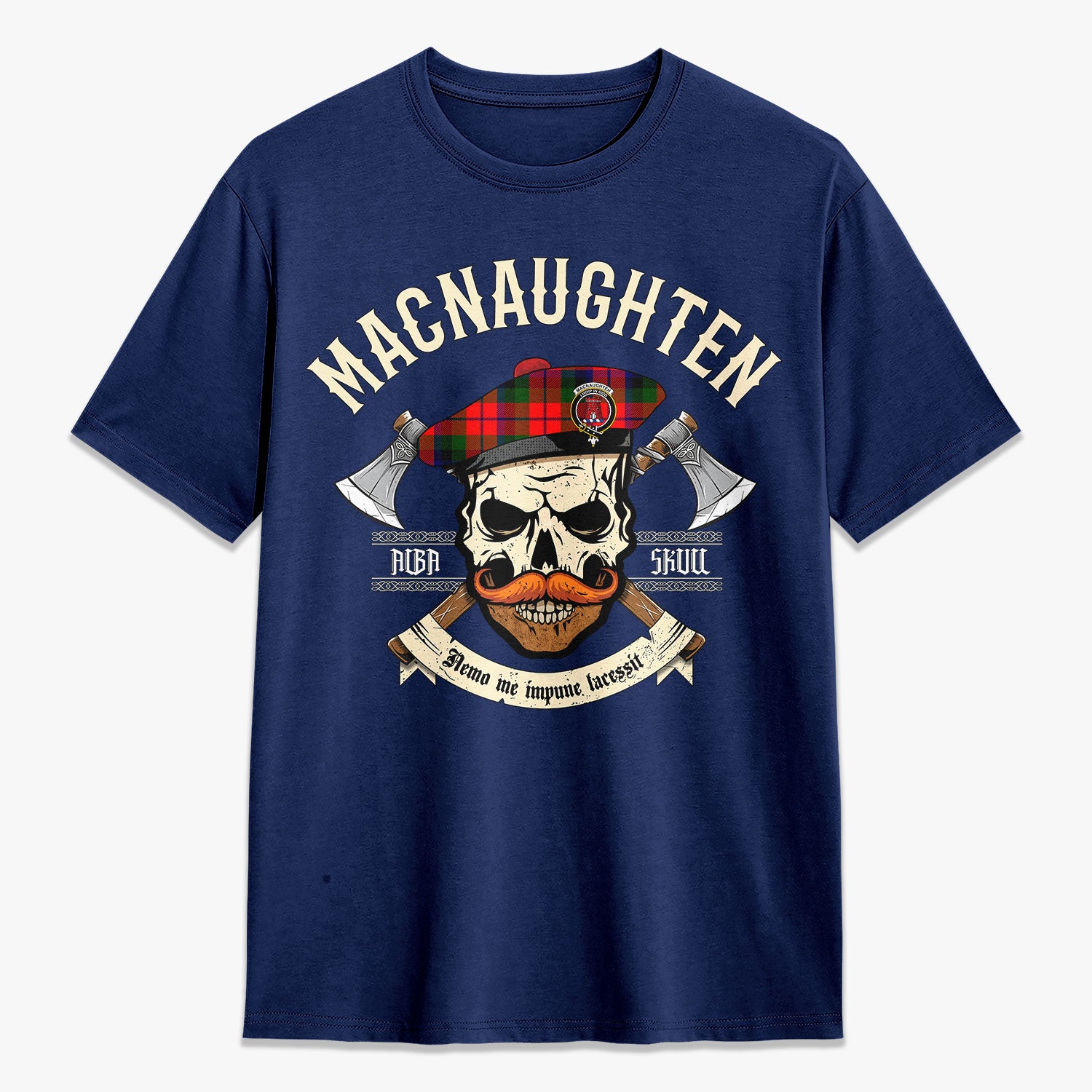 MacNaughten Tartan Crest 2D T-shirt - Alba Skull Style