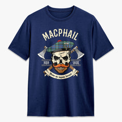 MacPhail Hunting Ancient Tartan Crest 2D T-shirt - Alba Skull Style