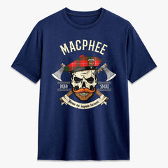 MacPhee Modern Tartan Crest 2D T-shirt - Alba Skull Style