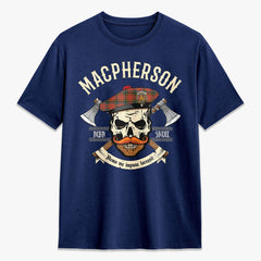 MacPherson Weathered Tartan Crest 2D T-shirt - Alba Skull Style