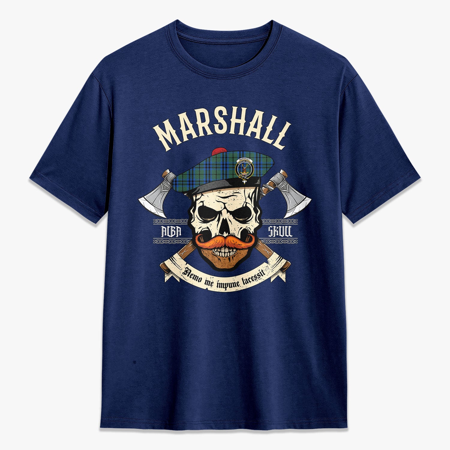 Marshall Tartan Crest 2D T-shirt - Alba Skull Style