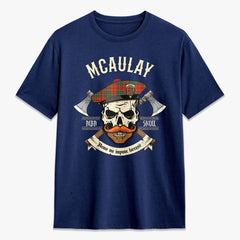 McAulay Ancient Tartan Crest 2D T-shirt - Alba Skull Style