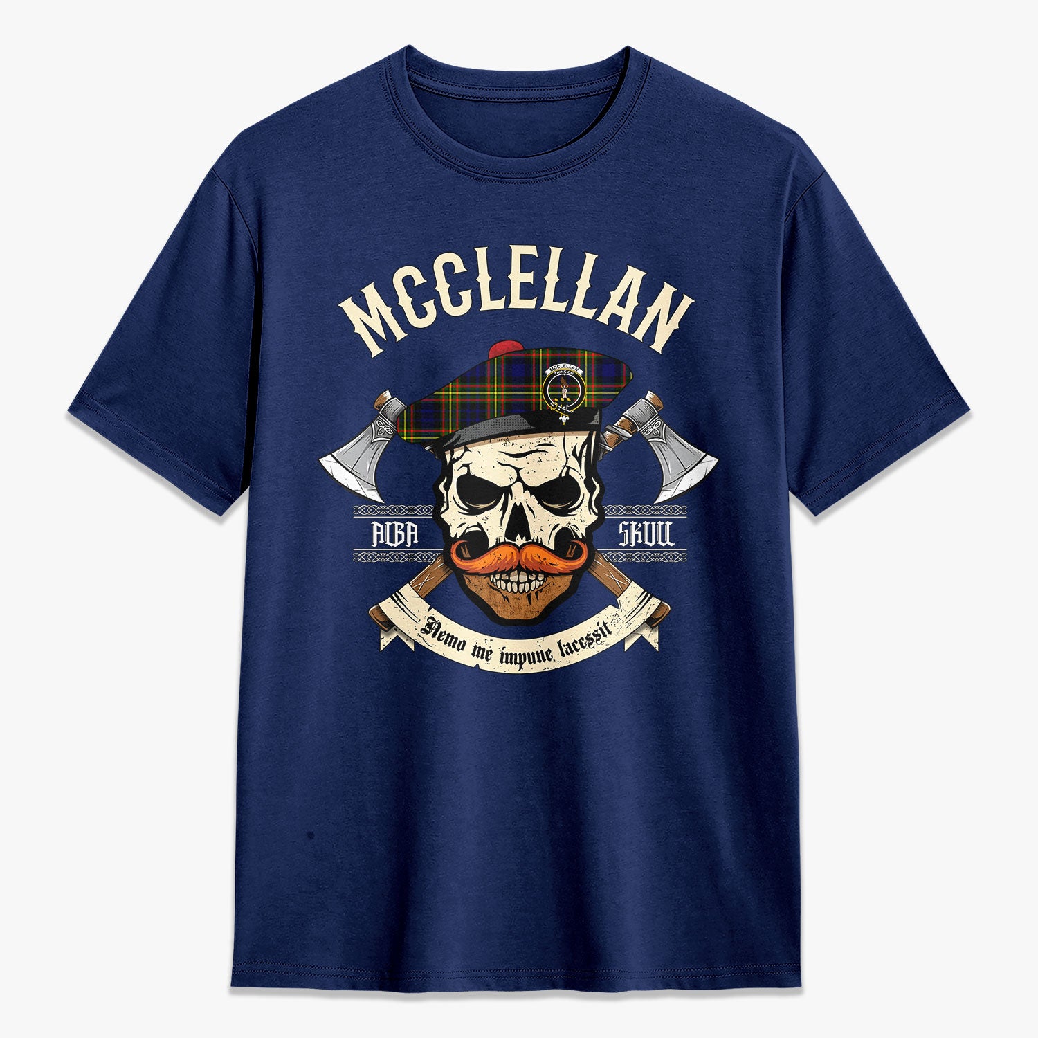 McClellan Modern Tartan Crest 2D T-shirt - Alba Skull Style