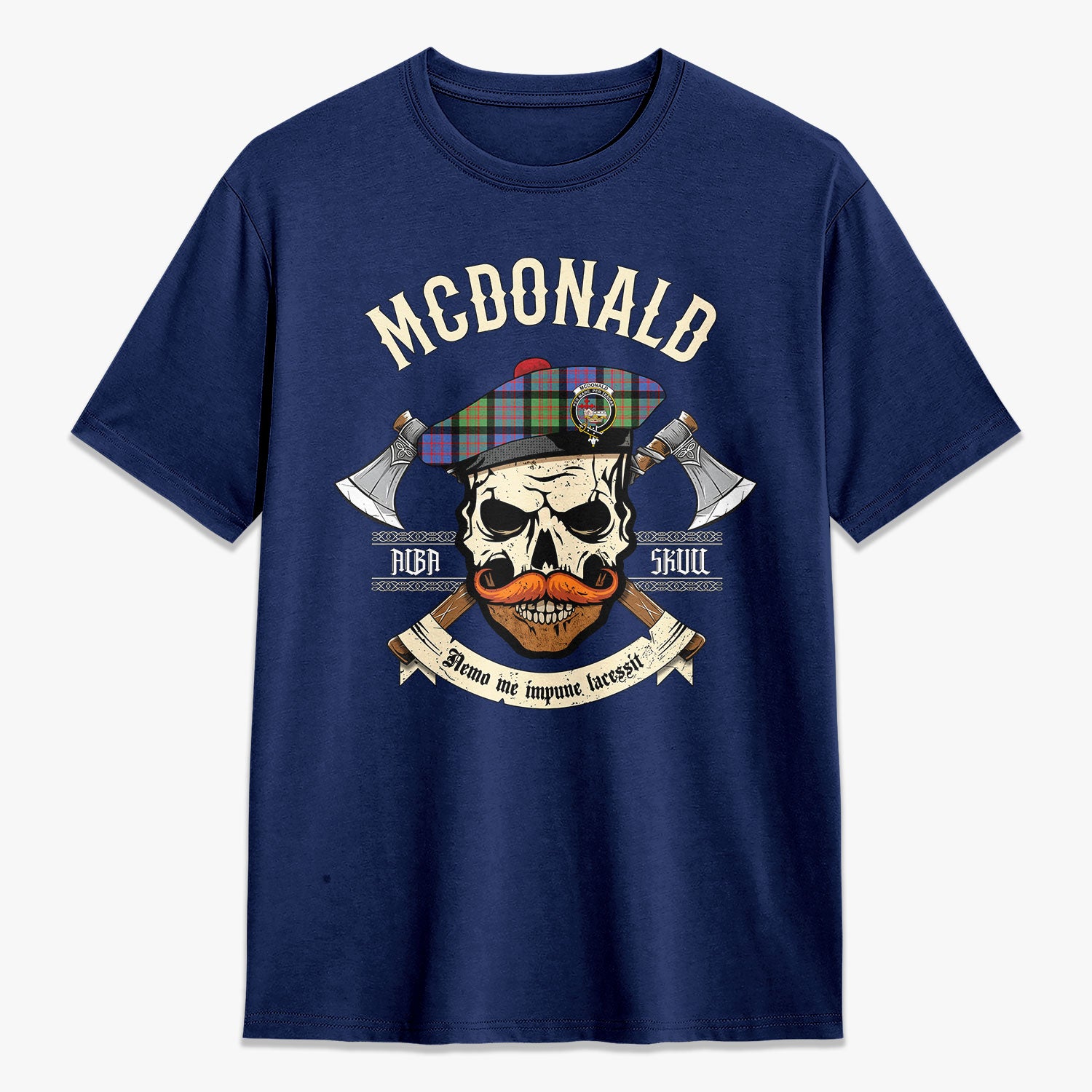 McDonald Ancient Tartan Crest 2D T-shirt - Alba Skull Style