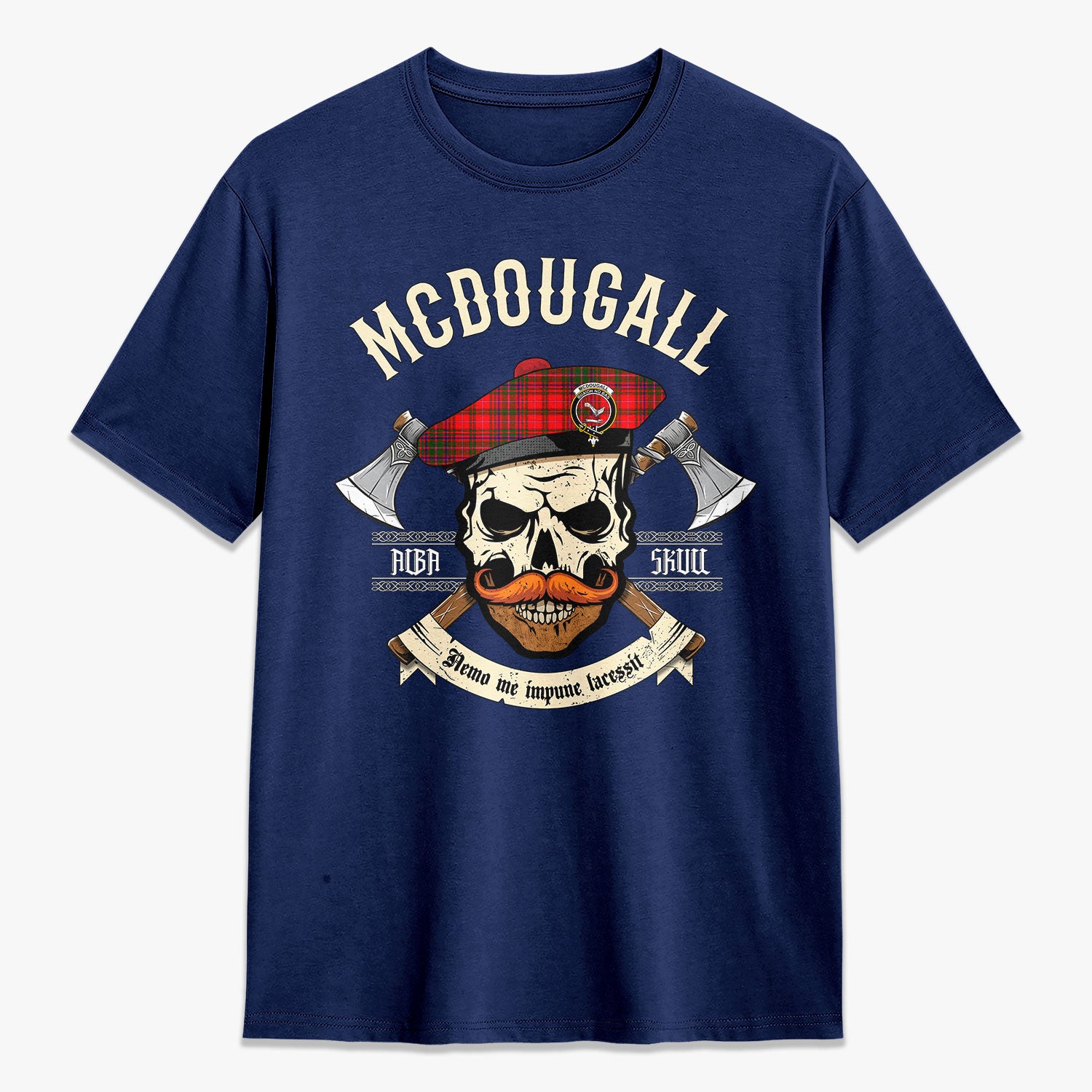 McDougall Modern Tartan Crest 2D T-shirt - Alba Skull Style