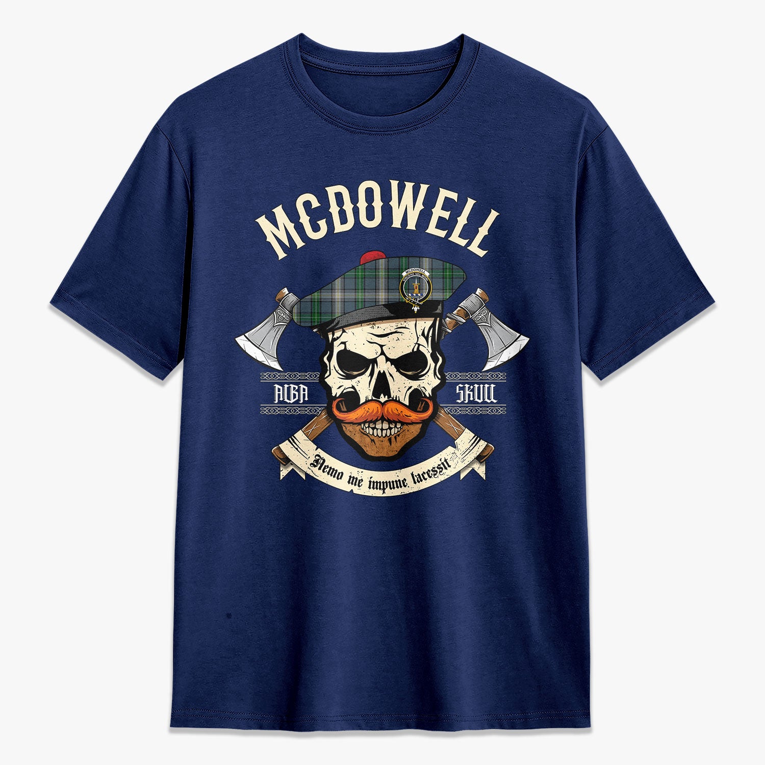 McDowell (MacDowell) Tartan Crest 2D T-shirt - Alba Skull Style